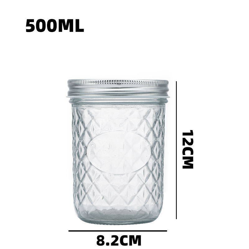 100ml 200ml 250ml 350ml 500ml 650ml Diamond Mason Jars Pickle Jars