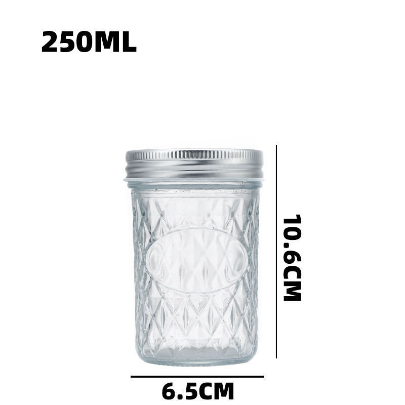 100ml 200ml 250ml 350ml 500ml 650ml Diamond Mason Jars Pickle Jars