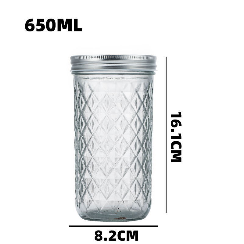 100ml 200ml 250ml 350ml 500ml 650ml Diamond Mason Jars Pickle Jars